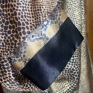 VTG Natori silky satin buttons cheetah animal print sleep dress shirt midi M